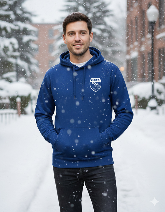 Sudadera capucha unisex azul royal vielha baqueira caei valle de aran