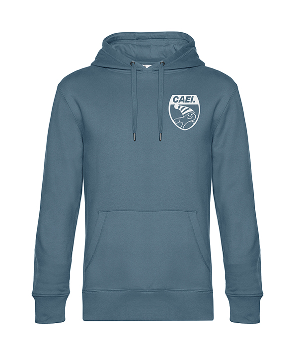 Sudadera capucha unisex frente azul nórdico vielha baqueira caei valle de aran