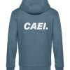 Sudadera capucha unisex azul nórdico espalda vielha baqueira caei valle de aran